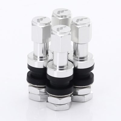 Set of Aluminum air valves JR v2 - Prateado + logo