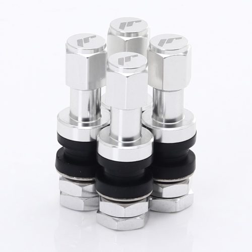 Set of Aluminum air valves JR v2 - Prateado + logo
