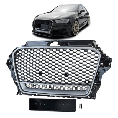 Grelha Frontal Preto Brilhante Silver Audi A3 8V 12-16