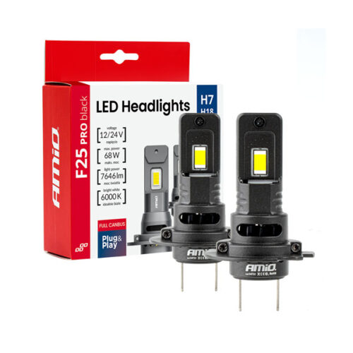 Lâmpadas LED H7 H18 6000K AMIO F25 – Pack Duo Blister