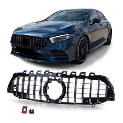 Grelha Frontal Desportiva GT Style Preto Brilho com Lamelas Cromadas w177 v177