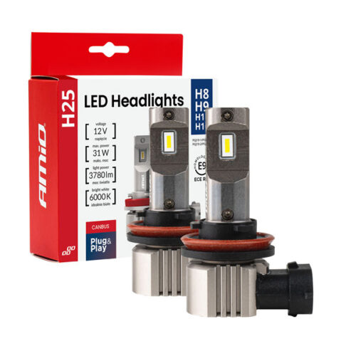 Lâmpadas LED AMiO Série H25 H8/H9/H11/H16 6000K Canbus Pack Duo Blister